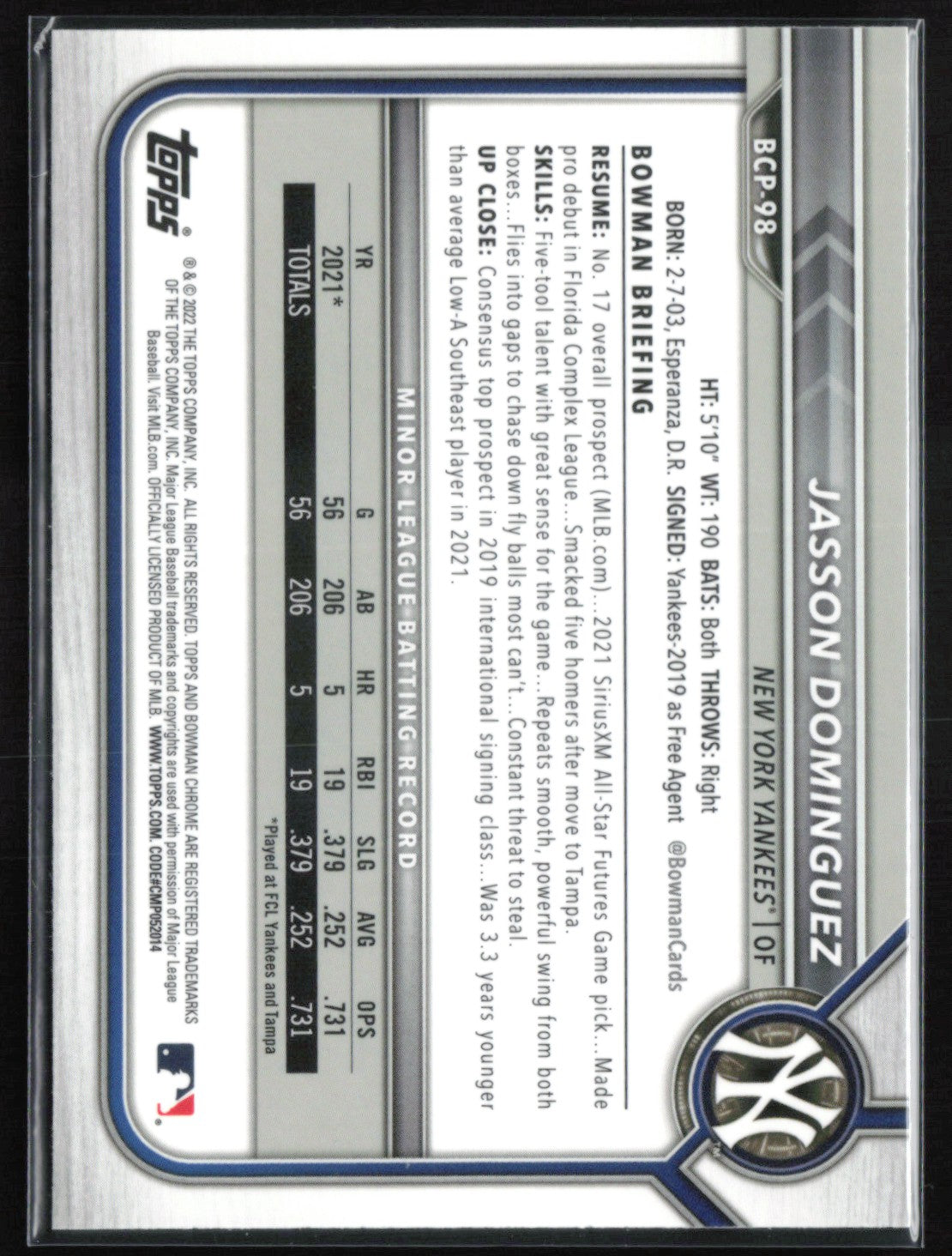 Jasson Dominguez Mojo Prospects