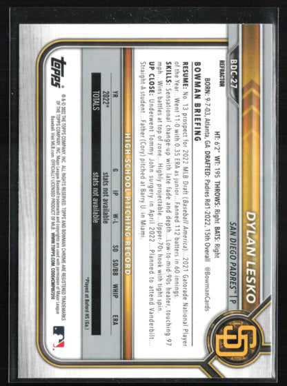 Dylan Lesko 1st Bowman Refractor