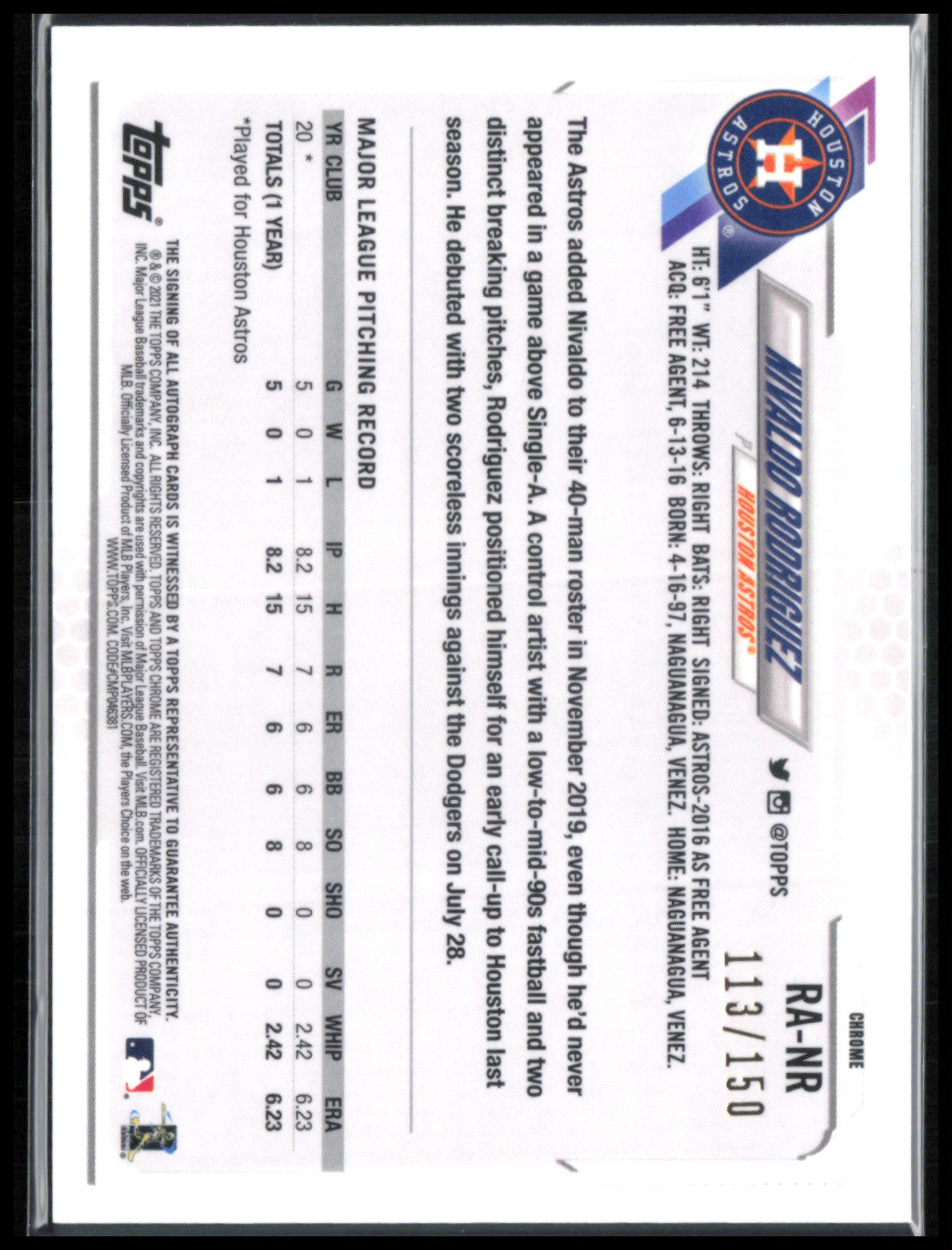 Nivaldo Rodriguez RC Auto Blue Refractor /150