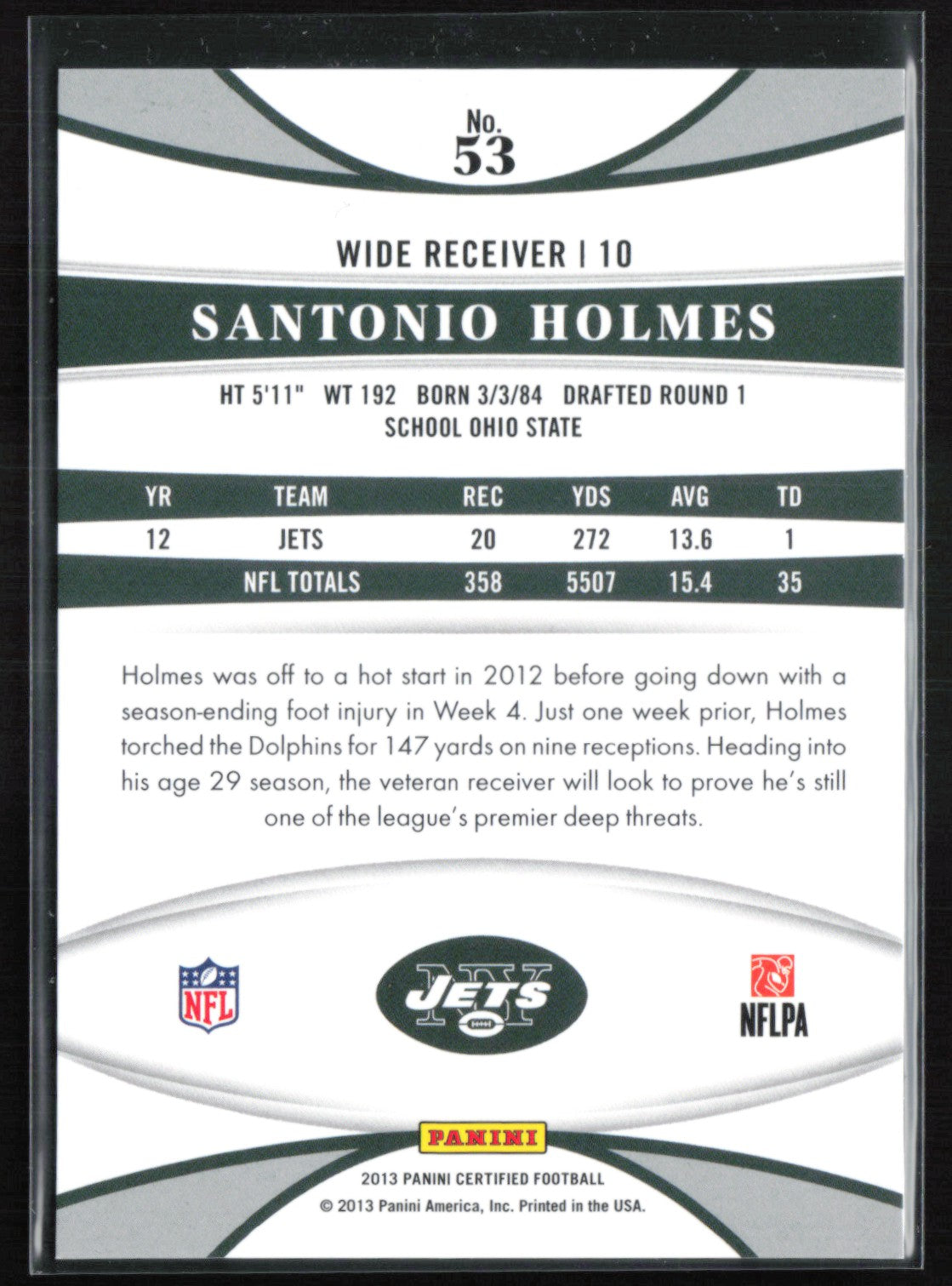 Santonio Holmes /100 Blue