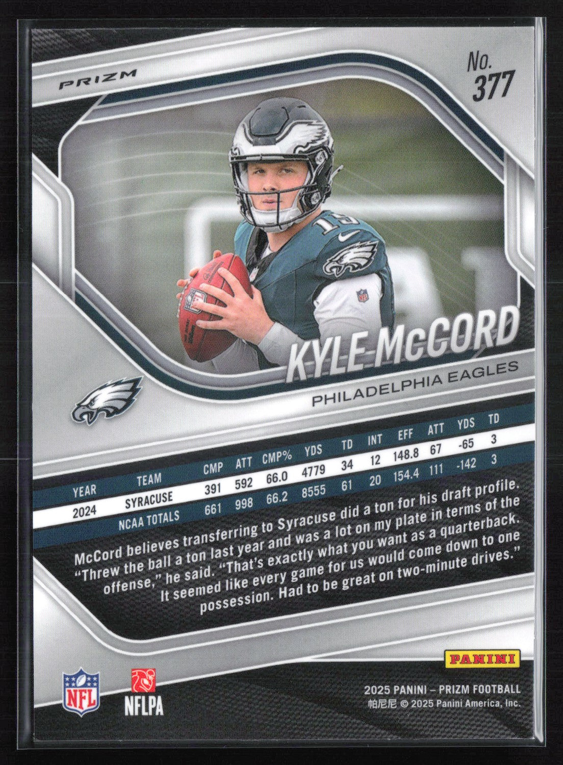 Kyle McCord RC Silver Prizm