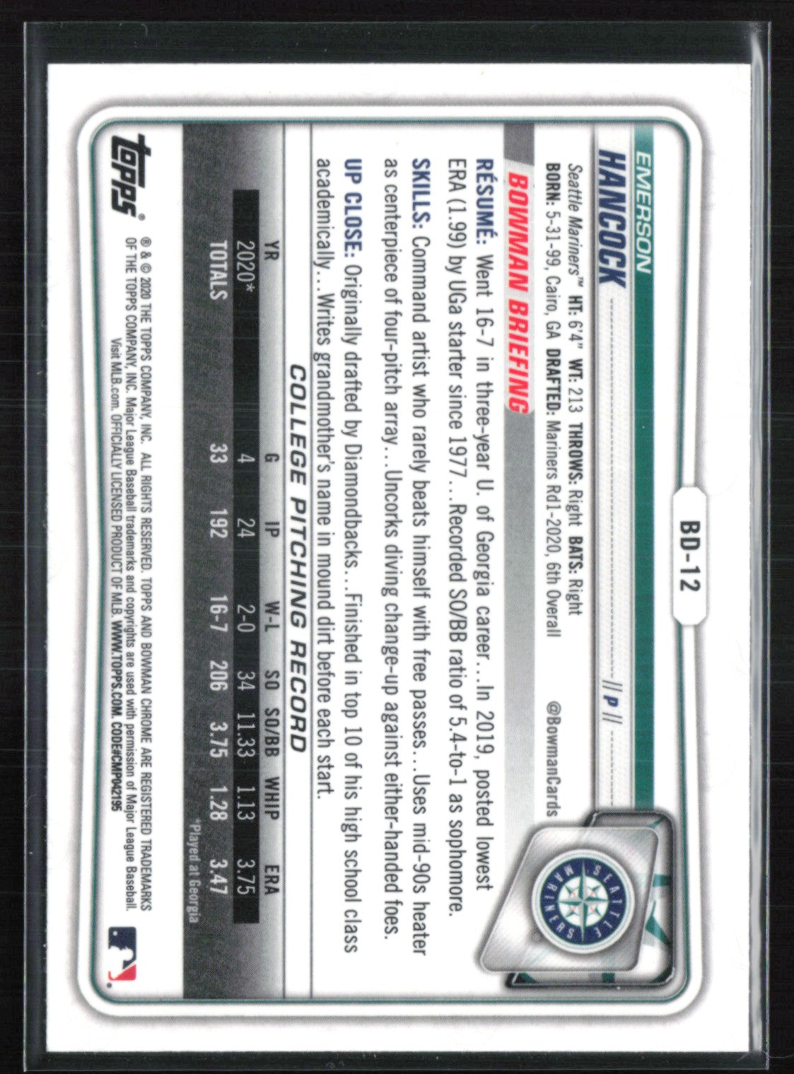 Emerson Hancock 1st Bowman