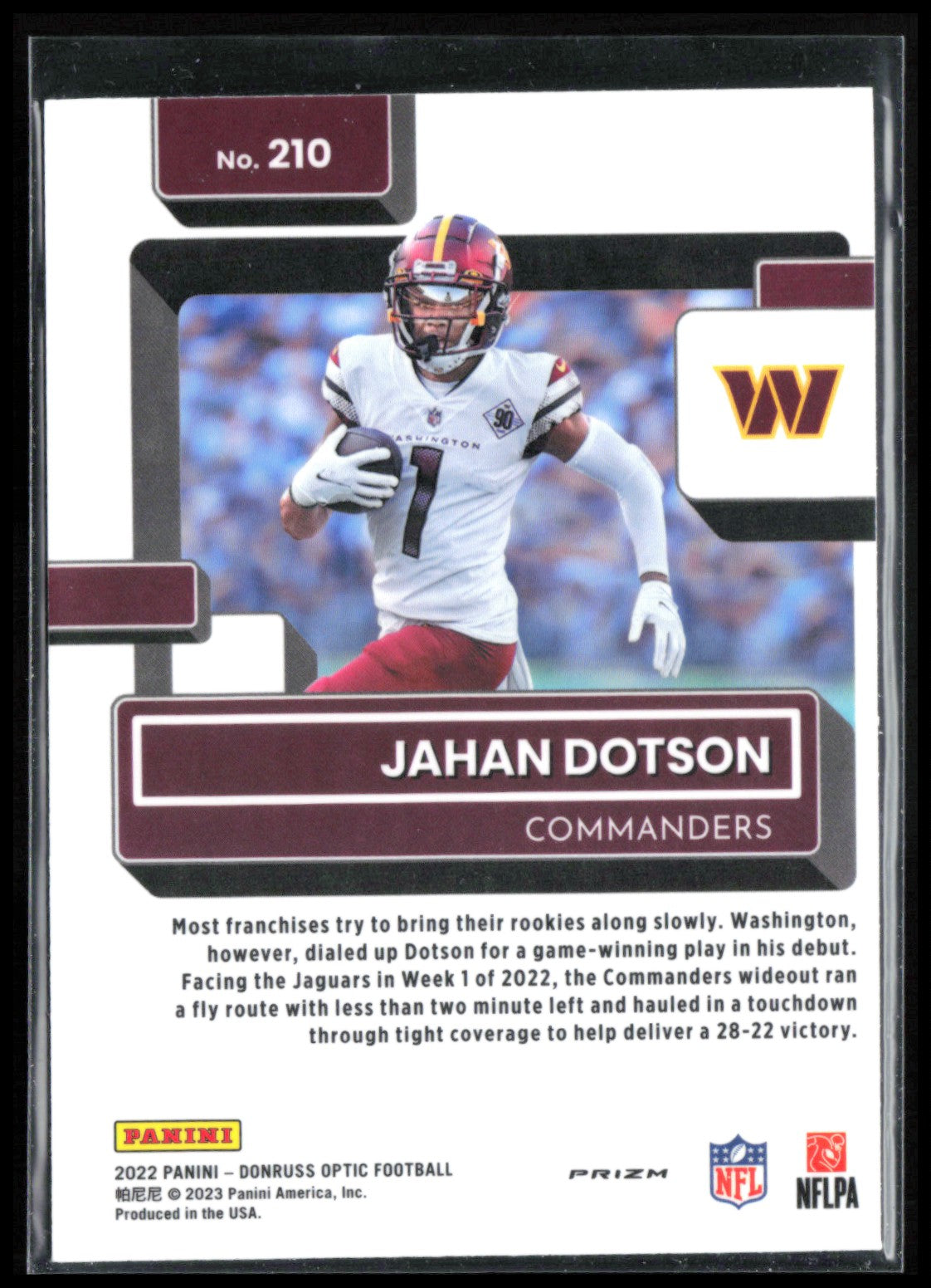 Jahan Dotson RC Holo Rated Rookie