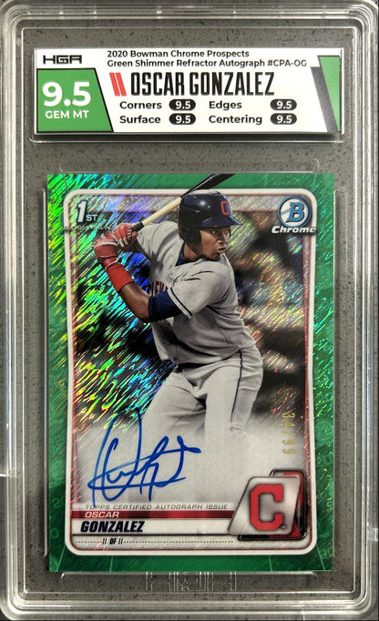 Oscar Gonzalez 1st Bowman Auto Green Shimmer /99 HGA 9.5