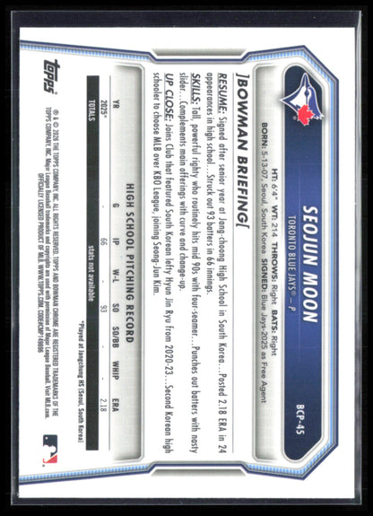 Seojun Moon 1st Bowman Mojo