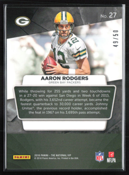 Aaron Rodgers Purple Pulsar /50 2016 National VIP