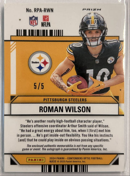 Roman Wilson RC Patch Auto 5/5 Gold Prizm 2024 Contenders Optic