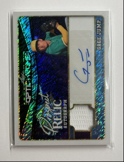 Gage Jump /7 Auto Relic Prospect Relic Autograph 2025 Leaf Optichrome
