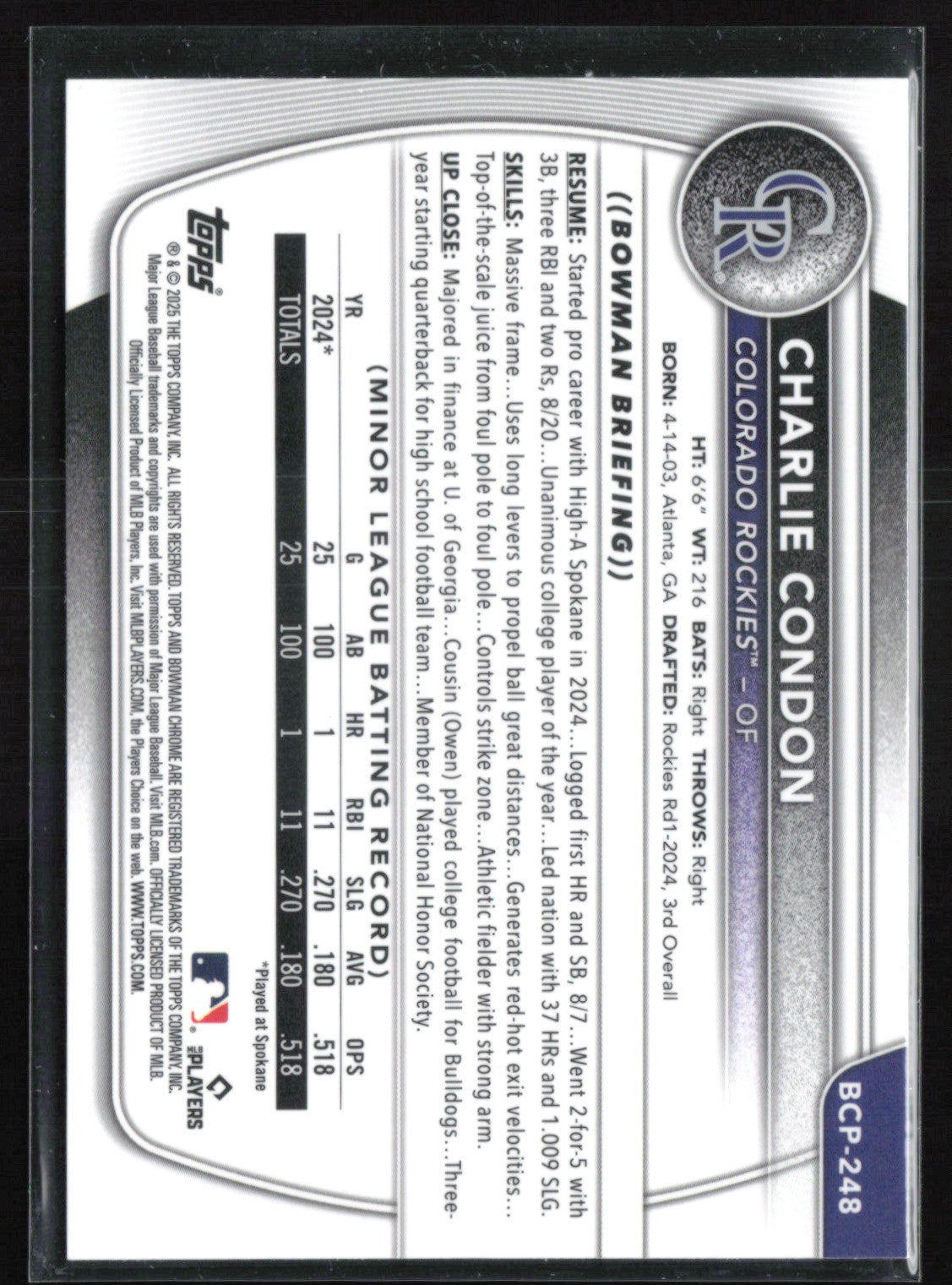 Charlie Condon Mojo Prospects