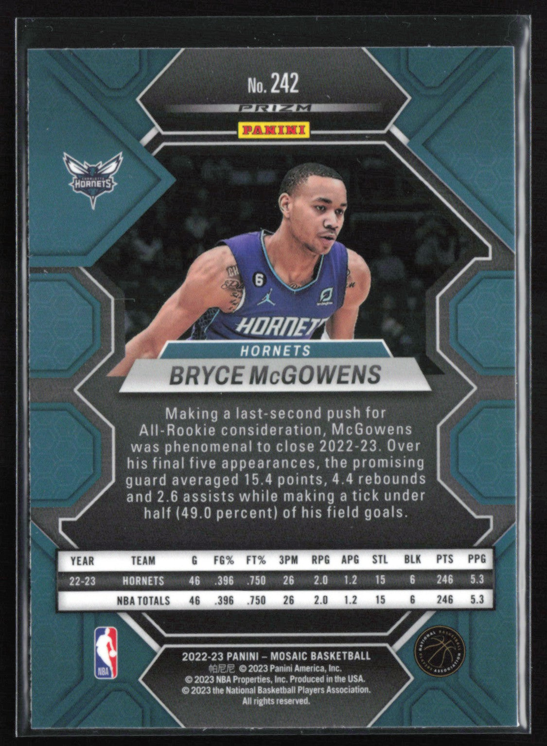Bryce McGowens RC Mosaic Prizm