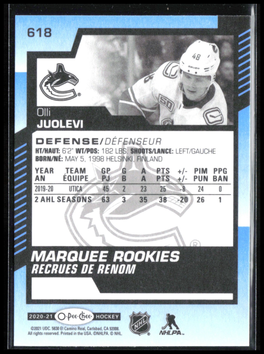 Olli Juolevi RC Marquee Rookies