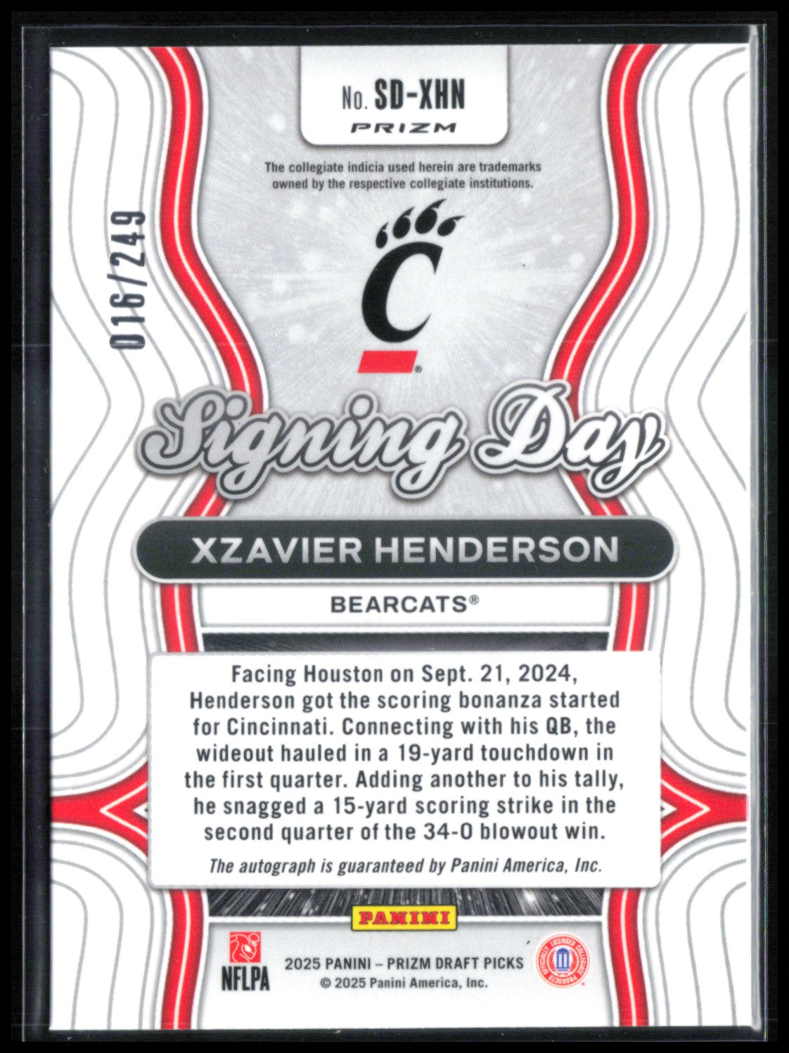 Xzavier Henderson RC Auto Signing Day /249