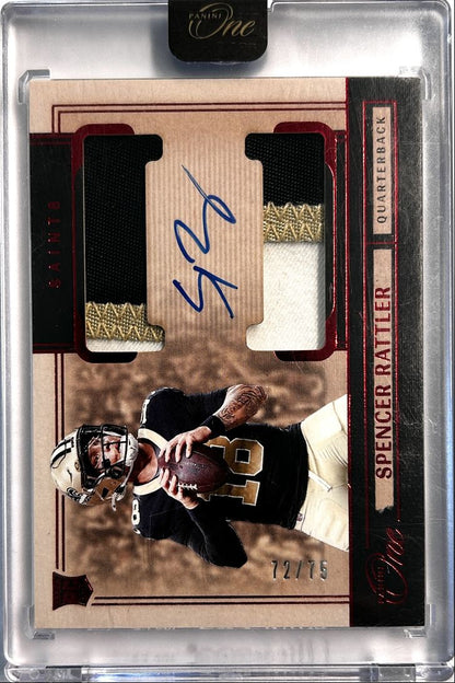 Spencer Rattler RC Jumbo Patch Auto /75 2024 Panini One