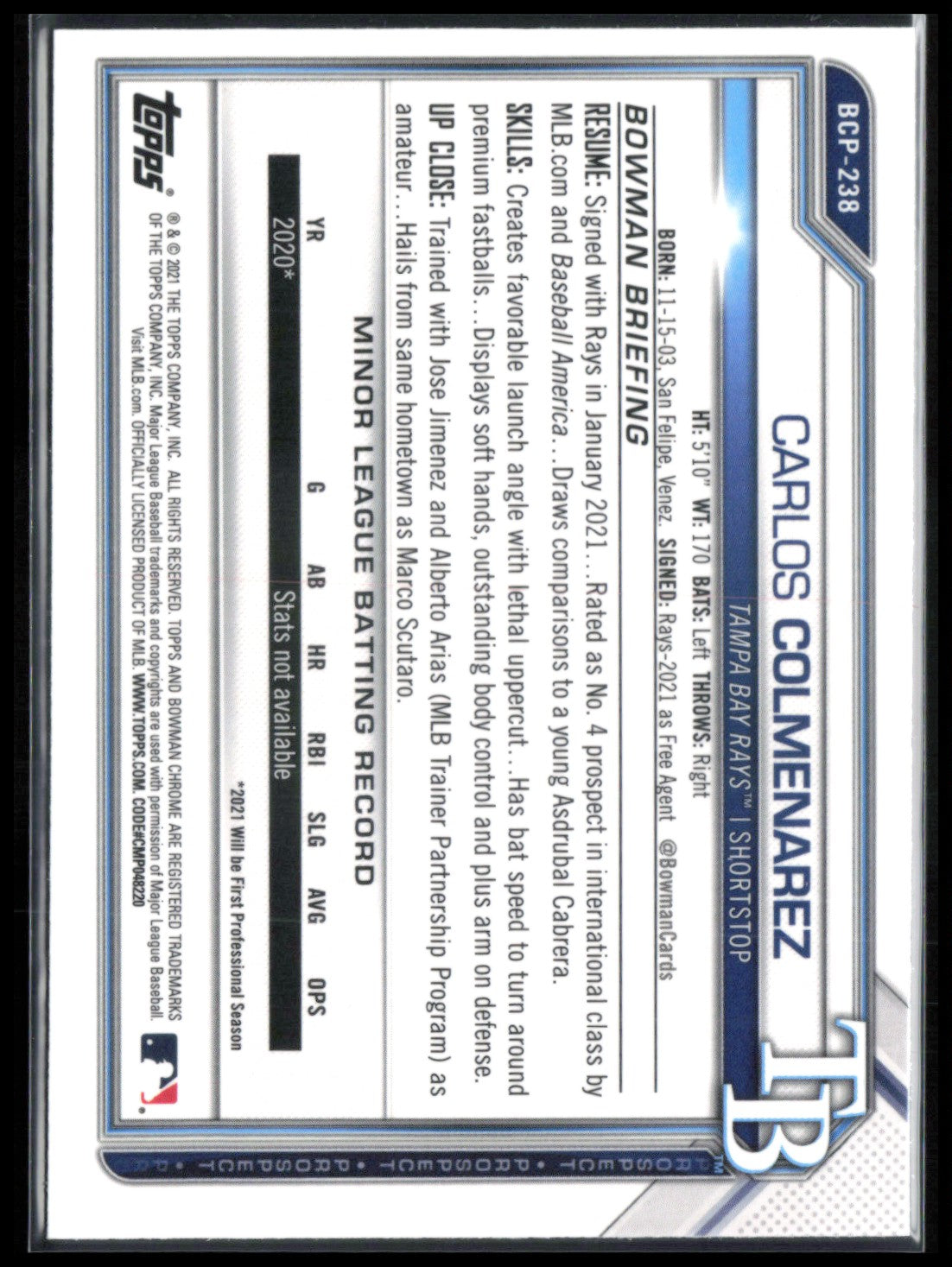Carlos Colmenarez 1st Bowman Mojo