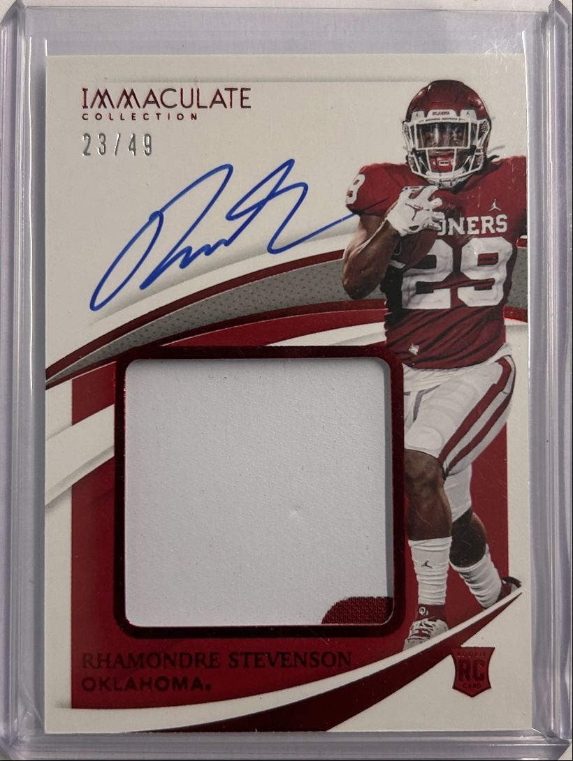 Rhamondre Stevenson Jumbo Patch Auto /49 Immaculate Collegiate