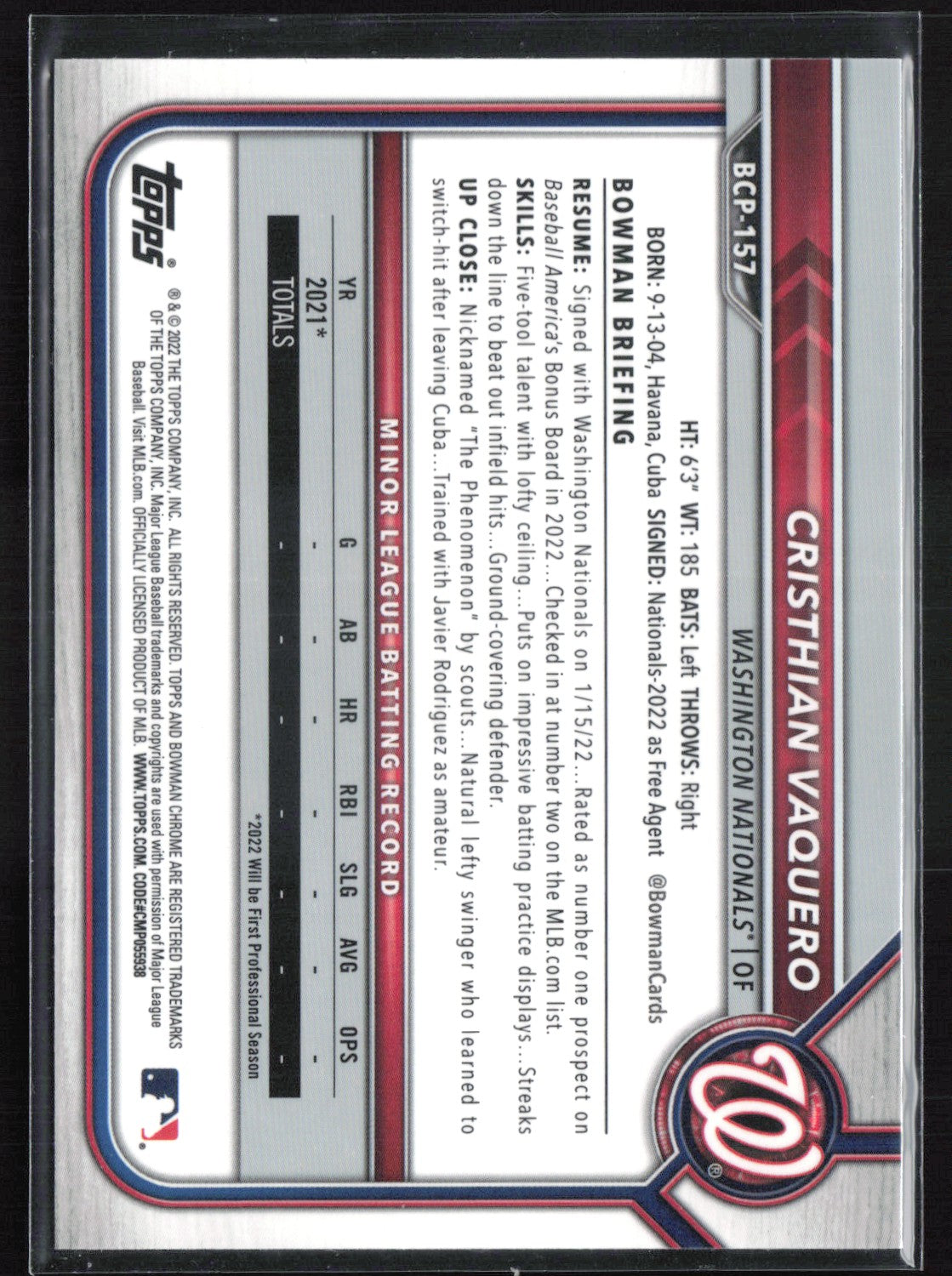 Cristhian Vaquero 1st Bowman Mojo
