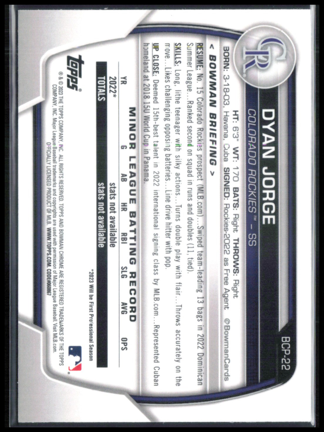 Dyan Jorge 1st Bowman Mojo