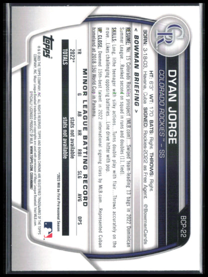 Dyan Jorge 1st Bowman Mojo
