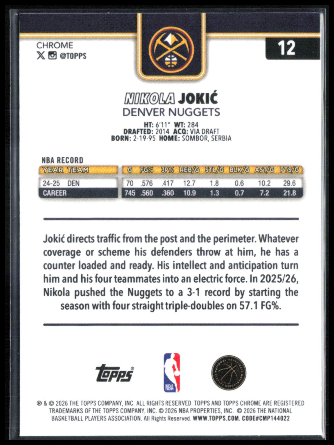 Nikola Jokic Refractor