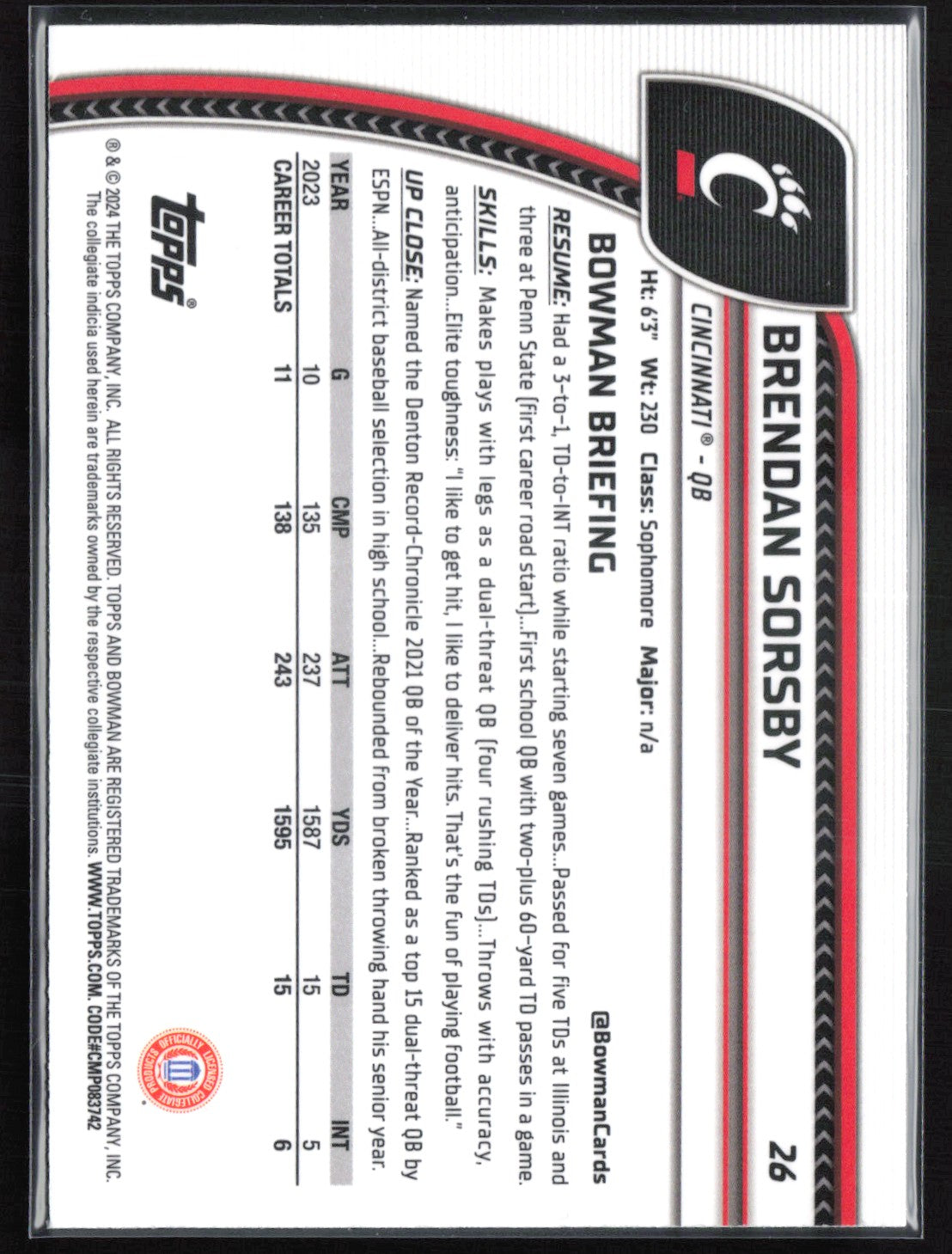 Brendan Sorsby 1st Bowman Lava