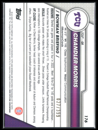 Chandler Morris 1st Bowman Purple /399