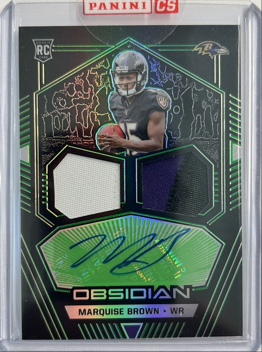 Marquise Brown RC Dual Patch Auto /50 Electric Etch Green