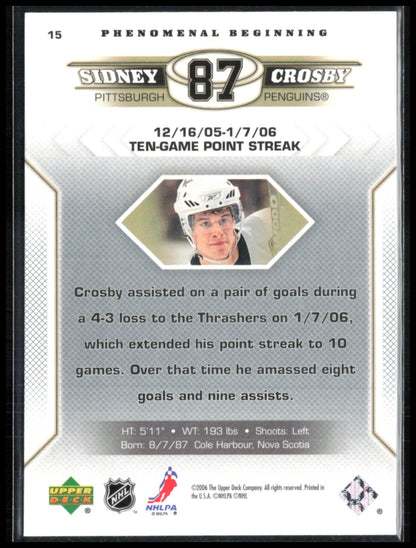 Sidney Crosby Phenomenal Beginning 2005 UD