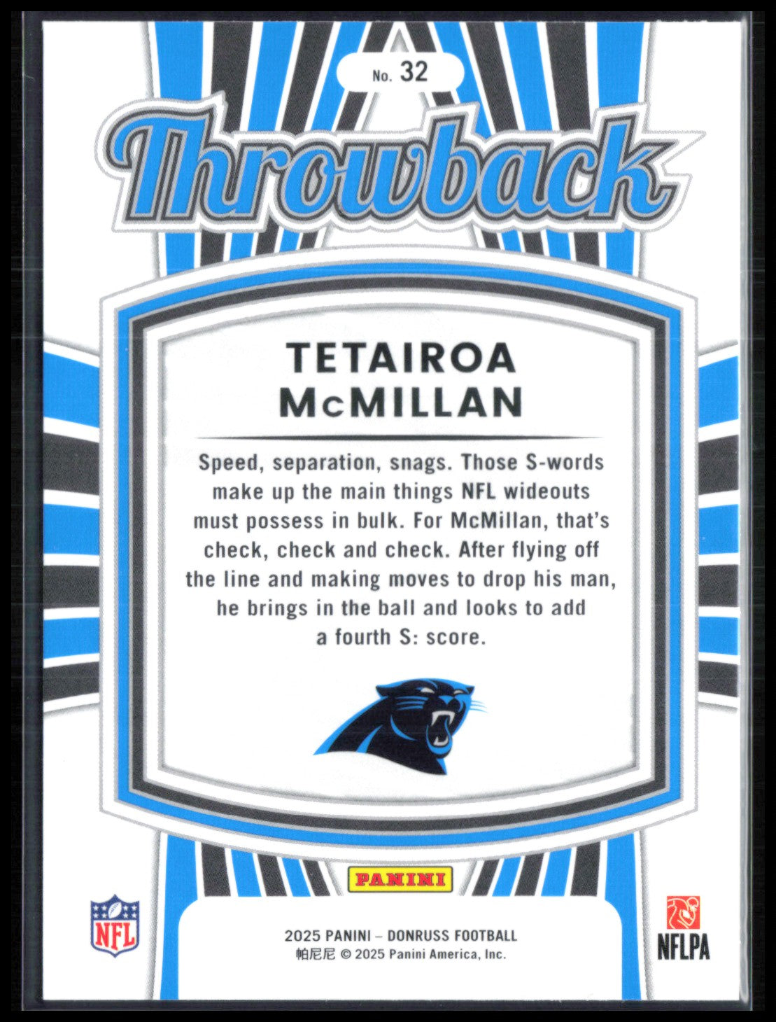 Tetairoa McMillan RC Throwback