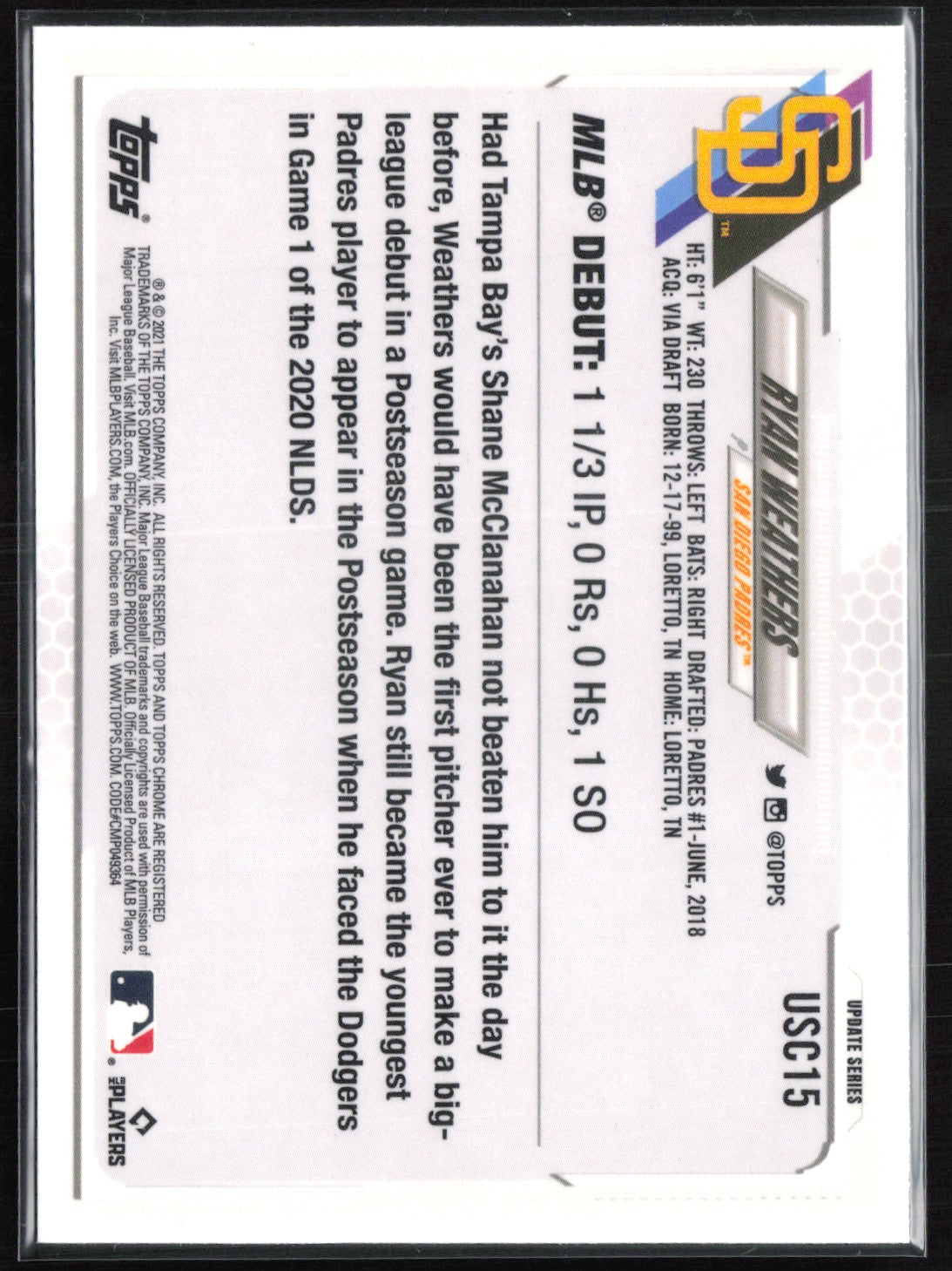 Ryan Weathers RC Purple Refractor