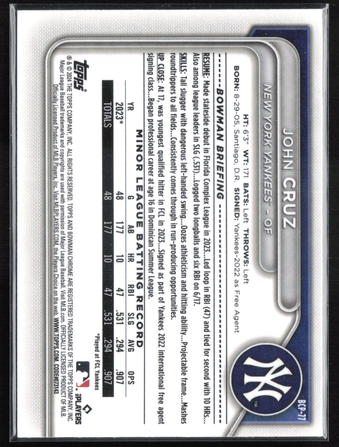 John Cruz 1st Bowman Chrome