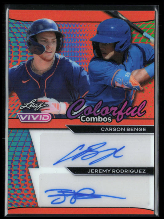 Carson Benge / Jeremy Rodriguez Dual Auto /3 Coloful Combos