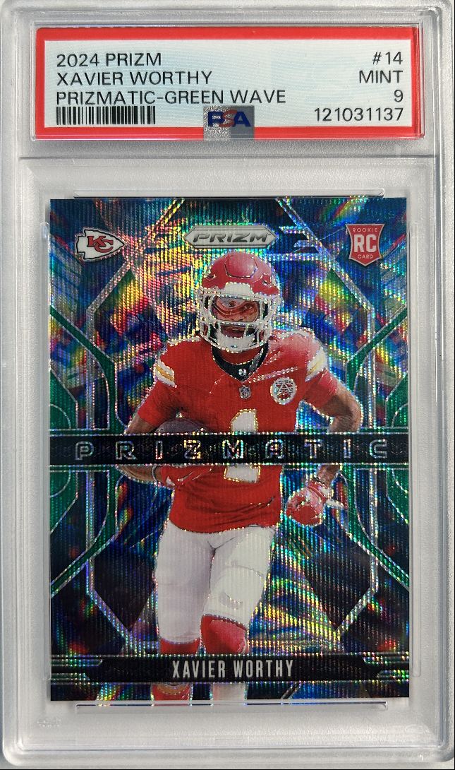 Xavier Worthy RC Prizmatic Green Wave PSA 9