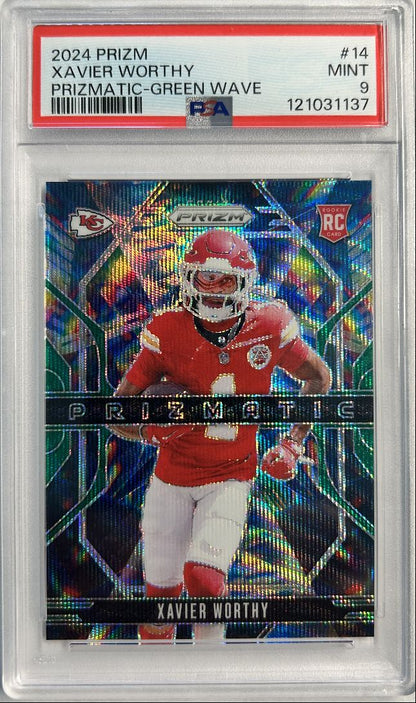 Xavier Worthy RC Prizmatic Green Wave PSA 9
