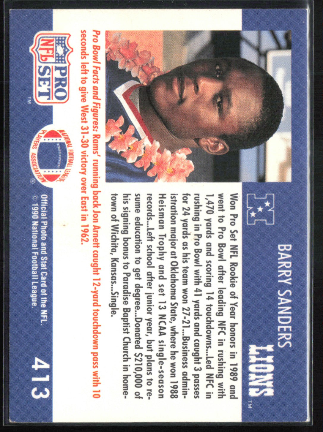 Barry Sanders 1990 Pro Set