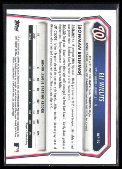 Eli Willits Prospect Mojo 2026 Bowman Chrome