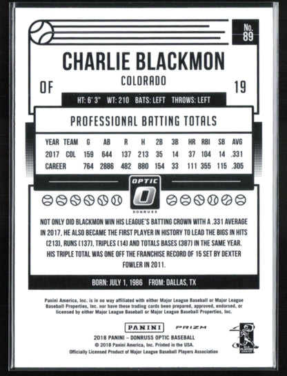Charlie Blackmon Pink Holo