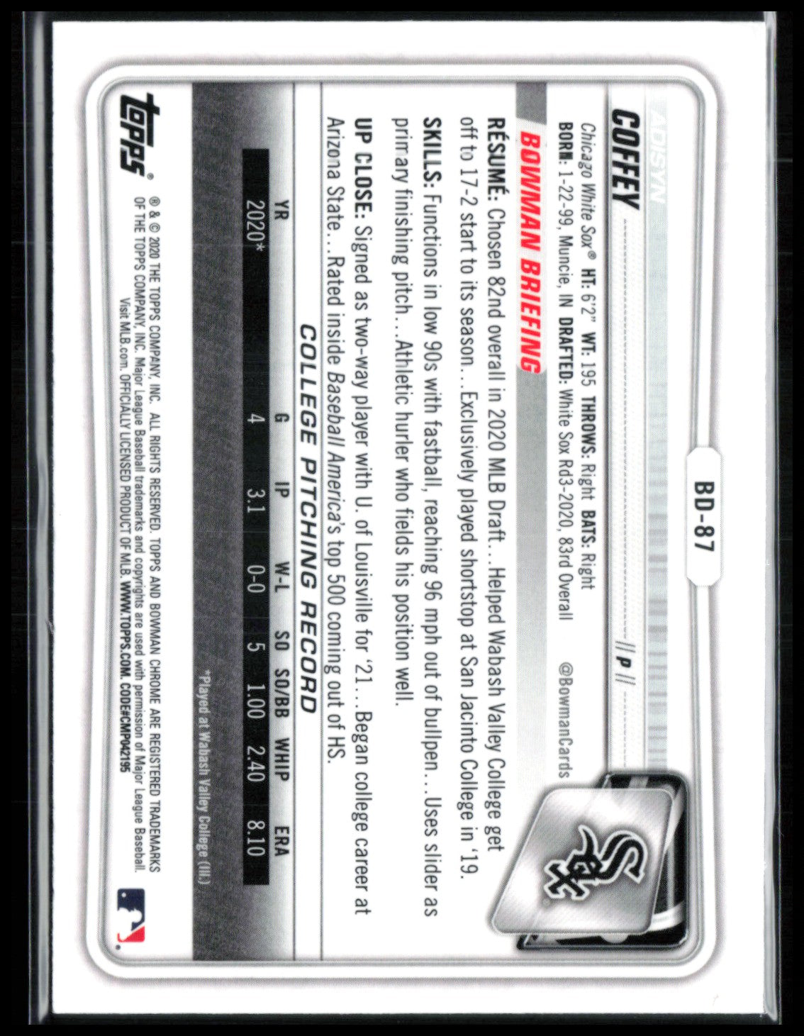 Adisyn Coffey 1st Bowman Sky Blue