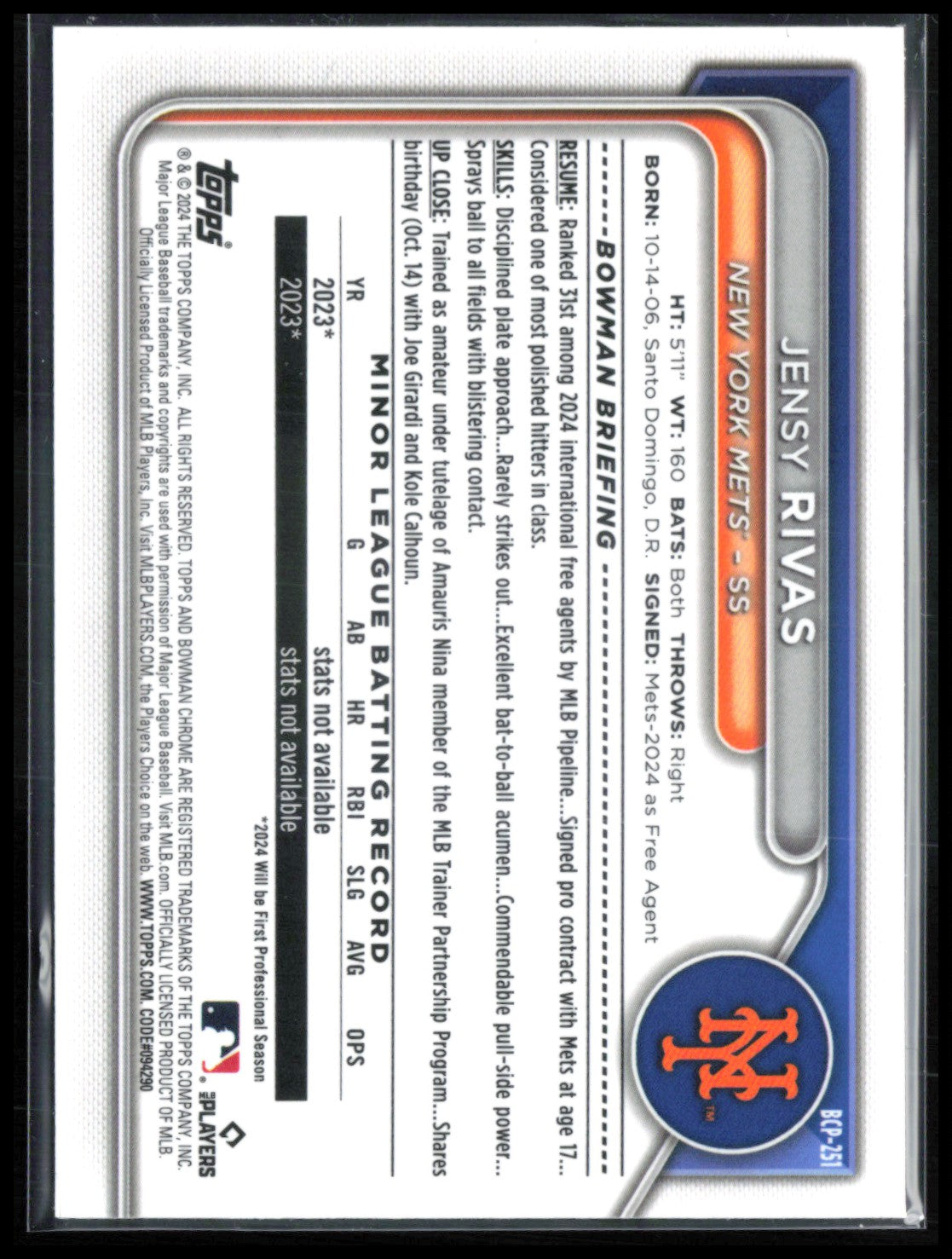 Jensy Rivas 1st Bowman Mojo