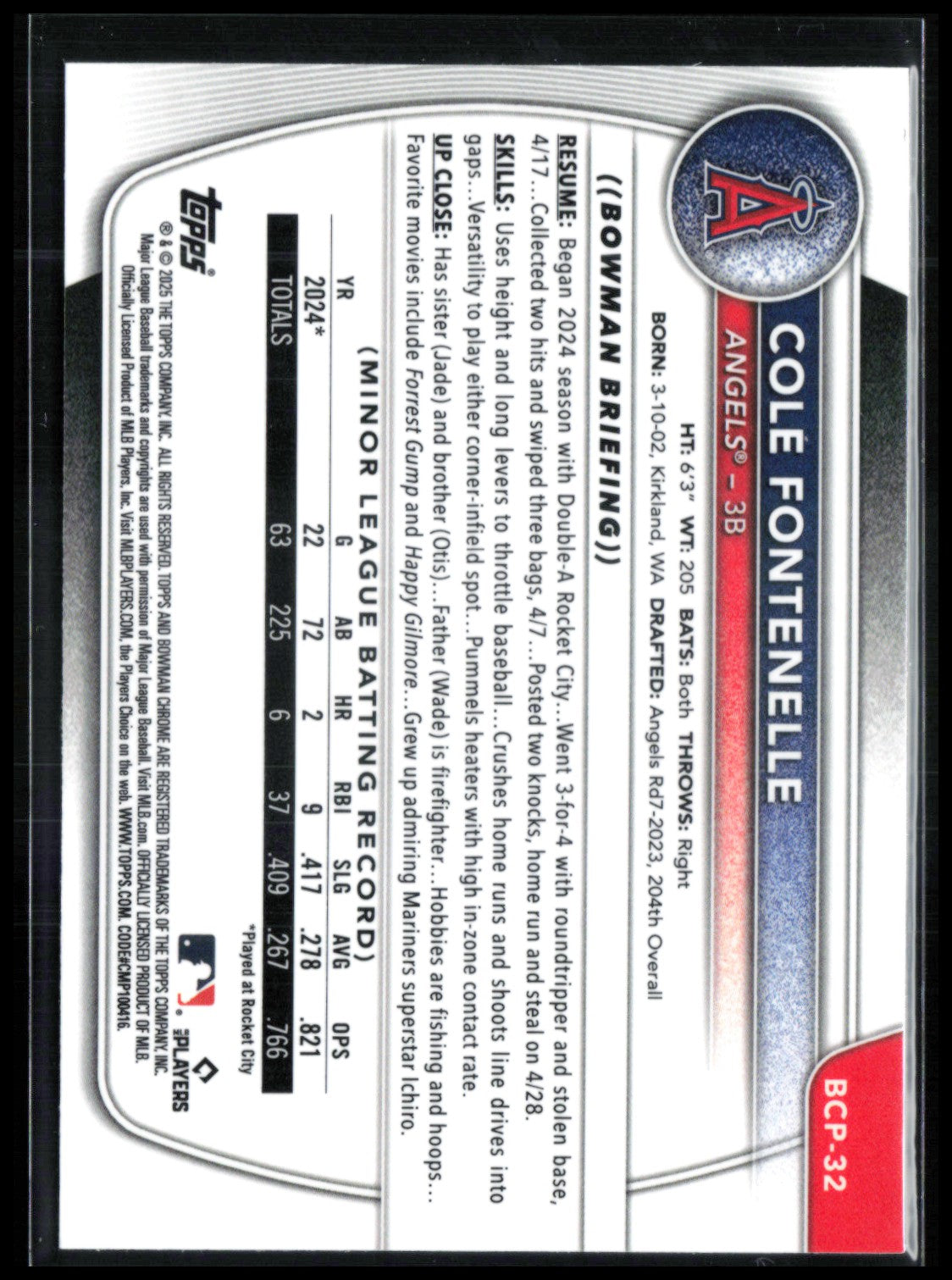 Cole Fontenelle 1st Bowman