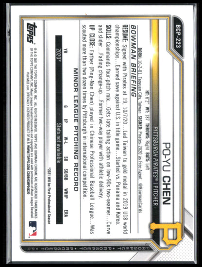 Po-Yu Chen 1st Bowman Blue Mojo /150