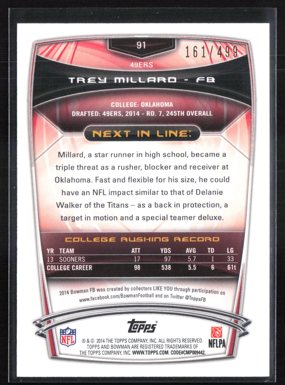 Trey Millard RC Blue /499