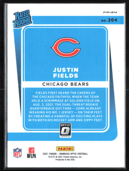Justin Fields RC Purple Shock 2021 Donruss Optic
