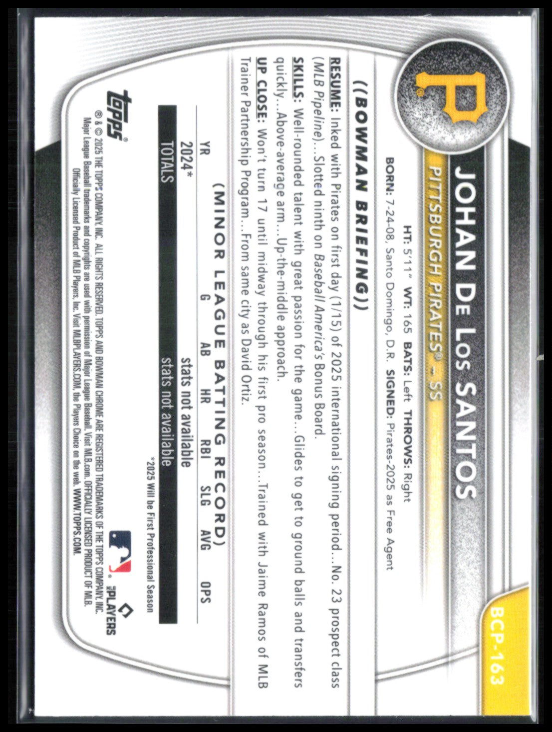 Johan De Los Santos 1st Bowman Mojo