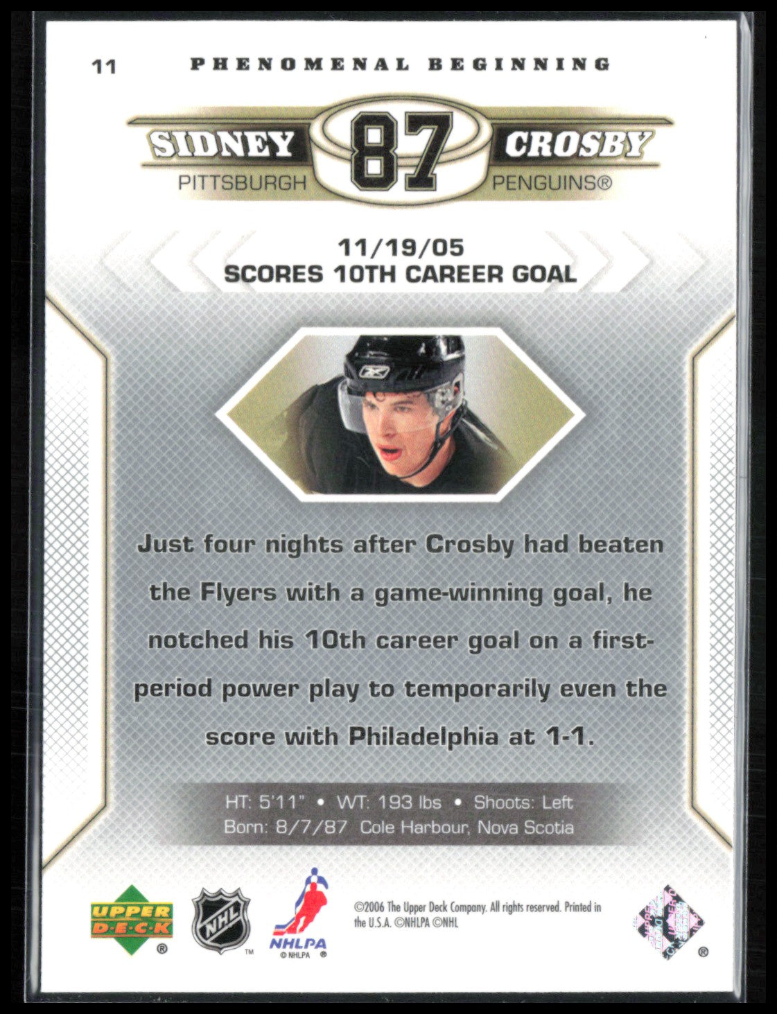 Sidney Crosby Phenomenal Beginning 2005 UD