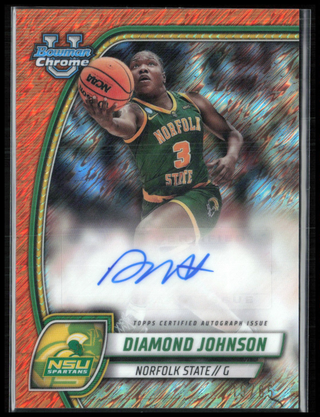 Diamond Johnson Auto Orange Flash 2024-25 Bowman U Chrome