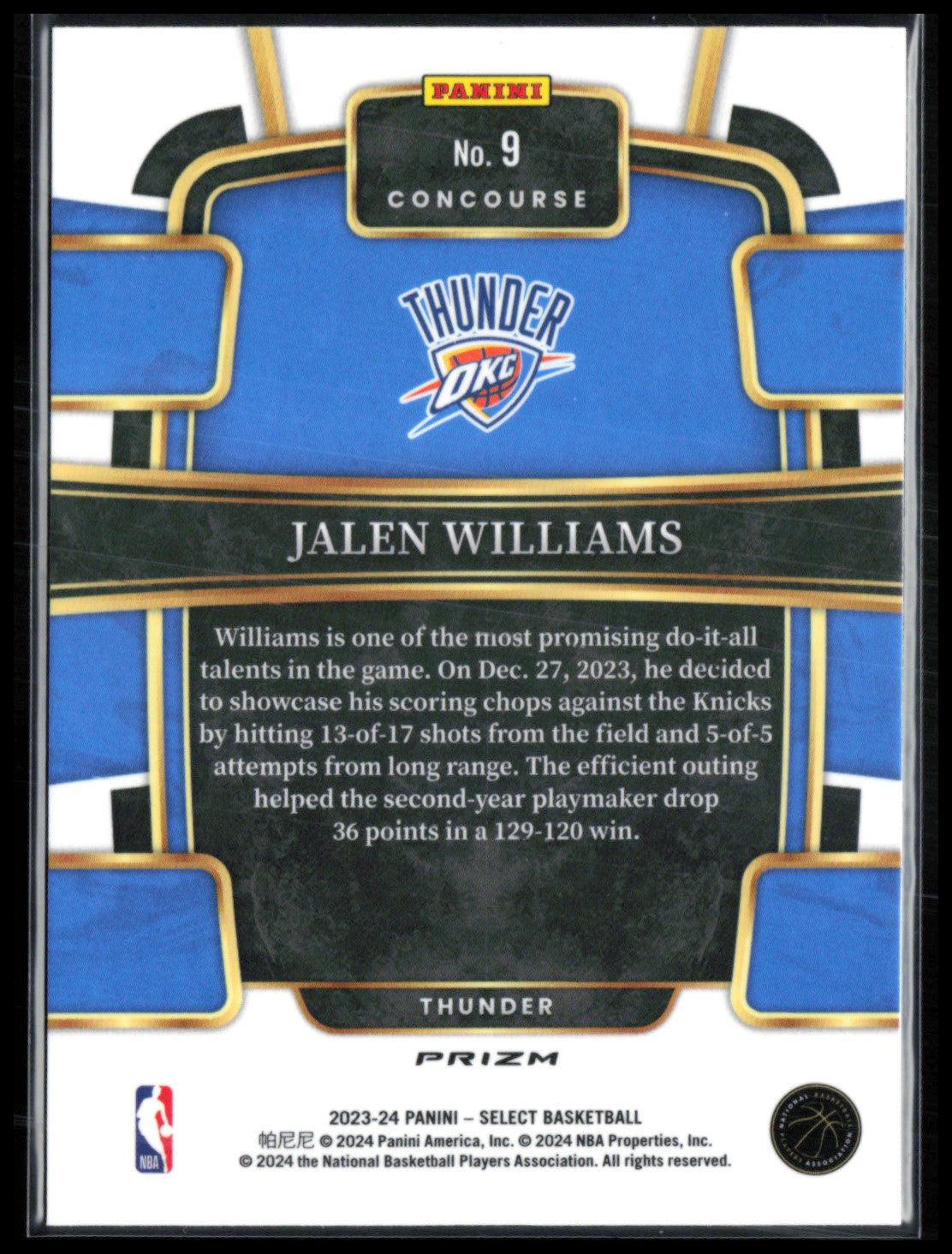 Jalen Williams Tri-Color Prizm
