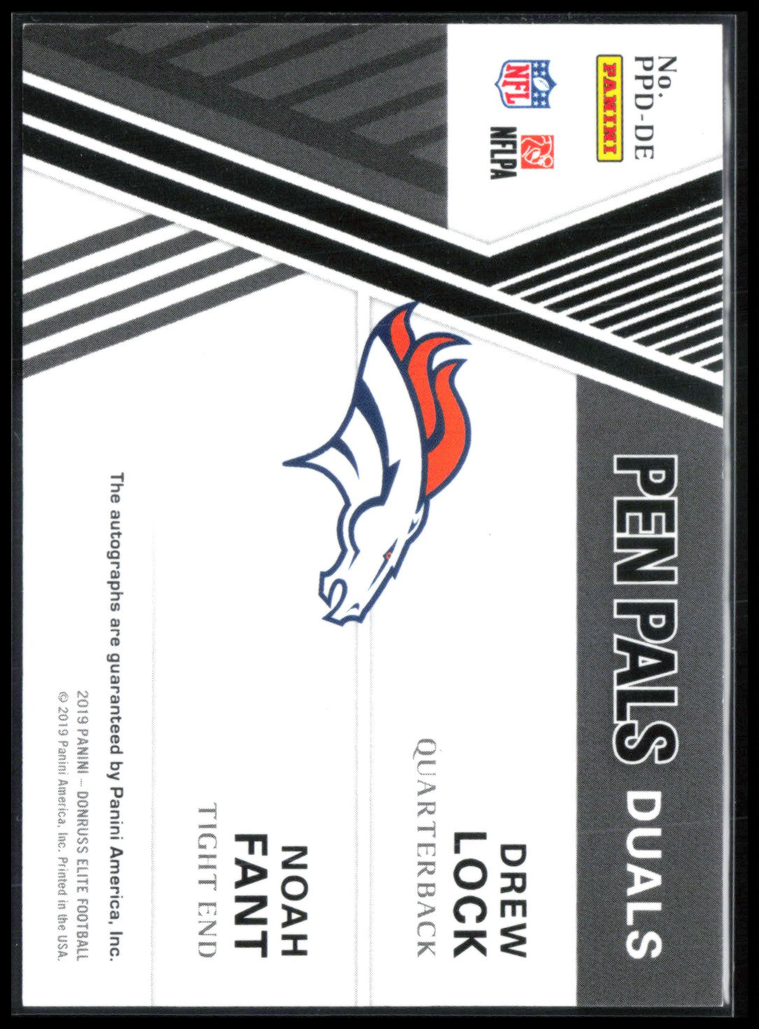 Drew Lock/Noah Fant Dual Auto Pen Pals 2010 Donruss Elite