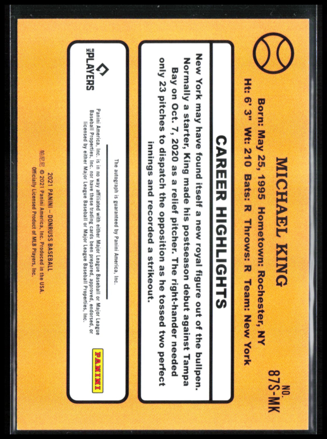Michael King Auto 2021 Donruss