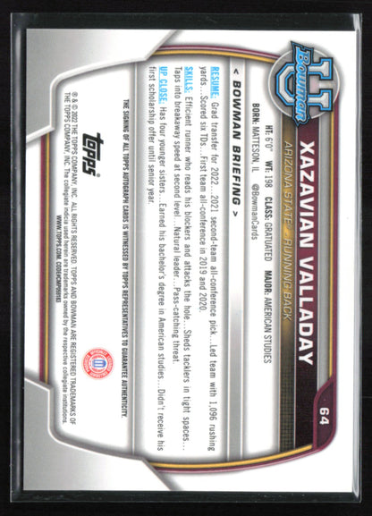 Xazavian Valladay 1st Bowman Auto