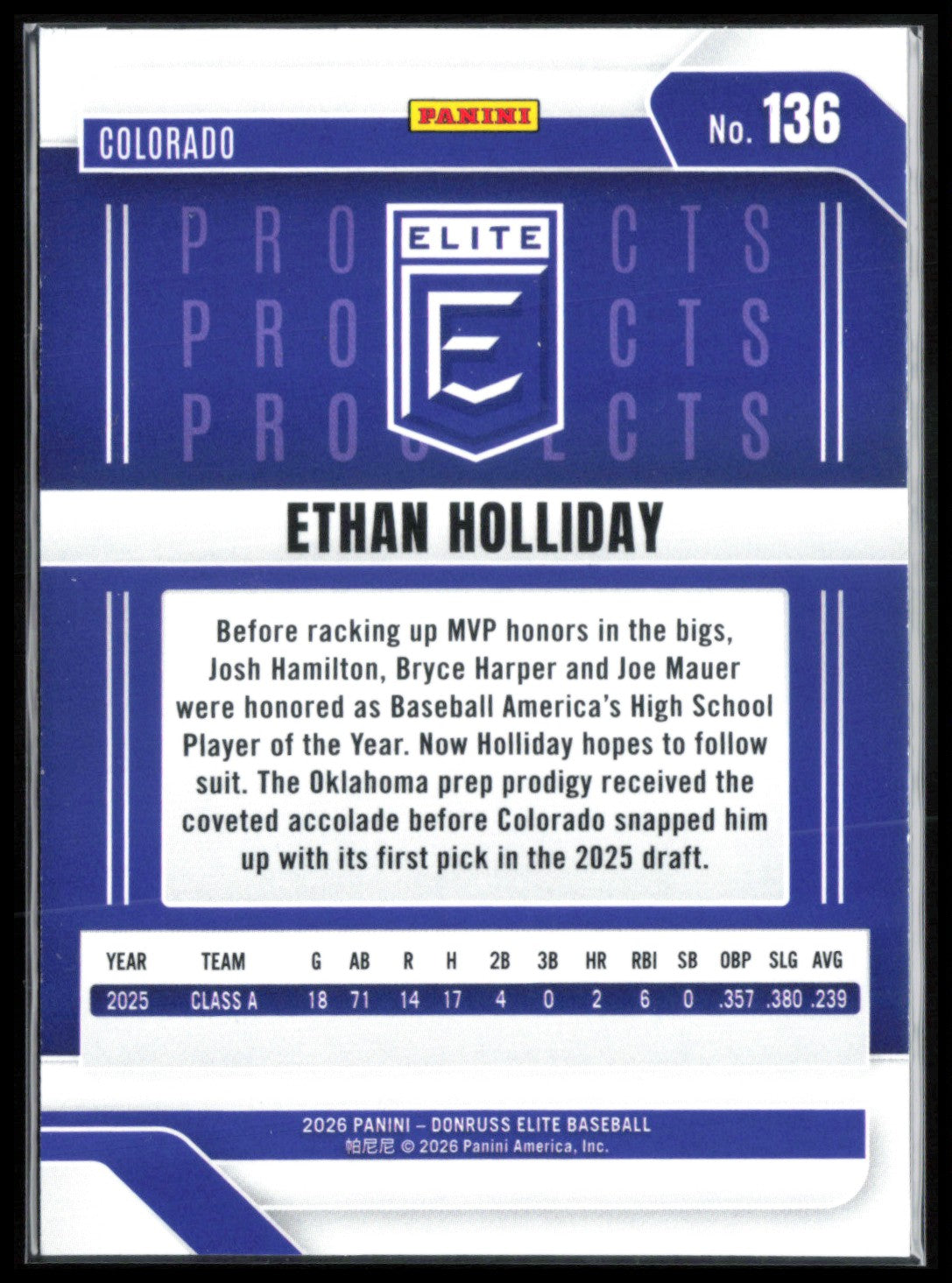 Ethan Holliday Prospects